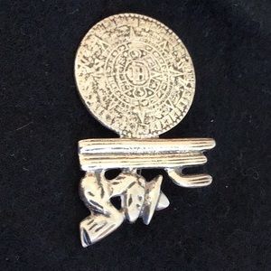 Vintage Mexican brooch Aztec/Mayan Calendar Man